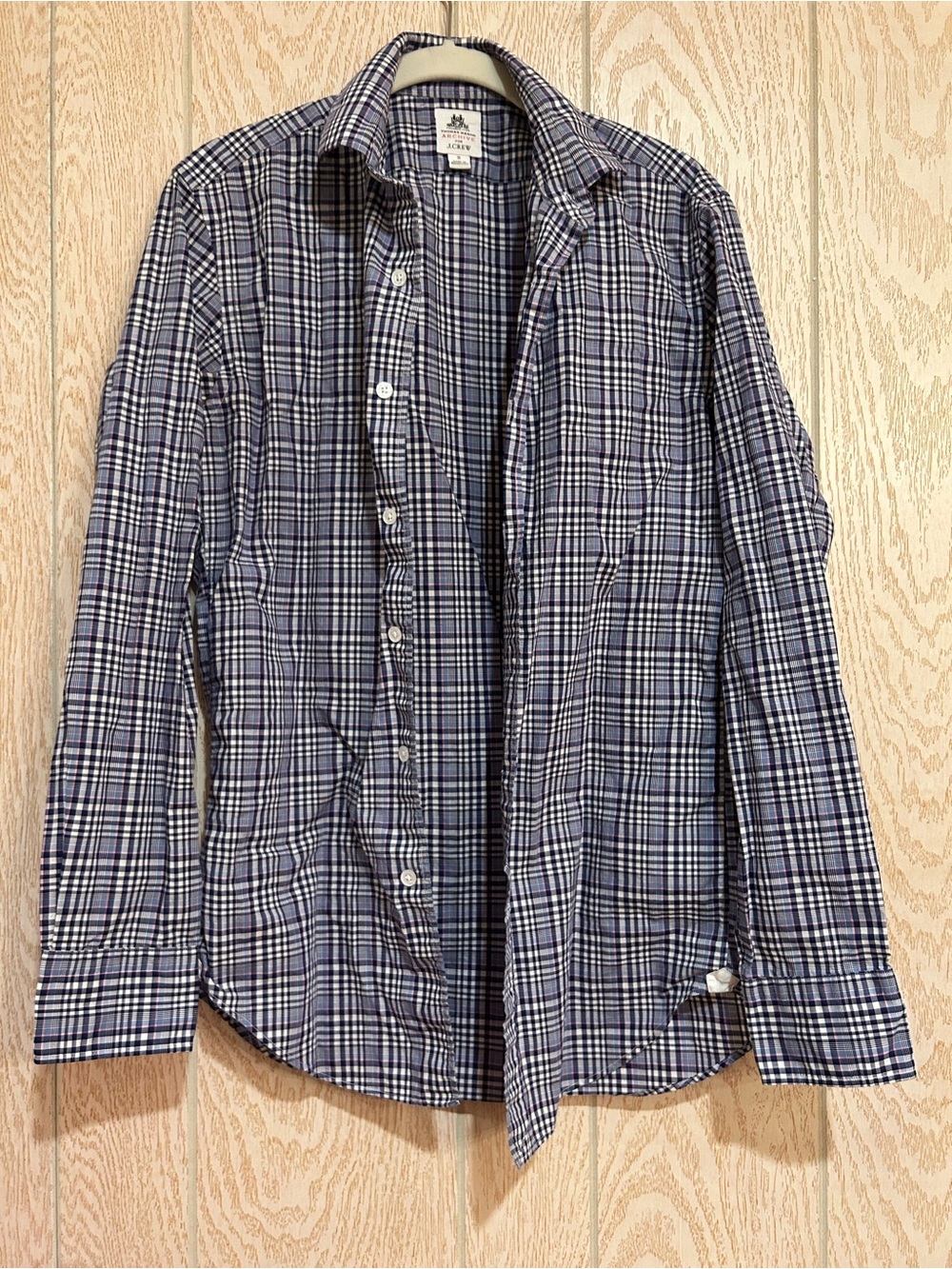 J. Crew Blue and Pink Plaid Cotton Button-Up Small Shirt